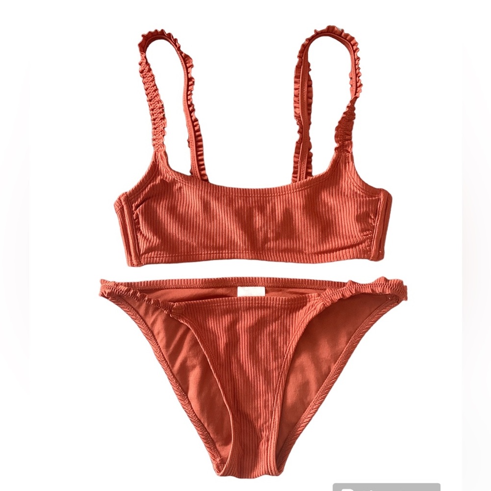 Xhilaration Burnt Orange 2 piece bikini set | women’s XS juniors | ribbed ruched